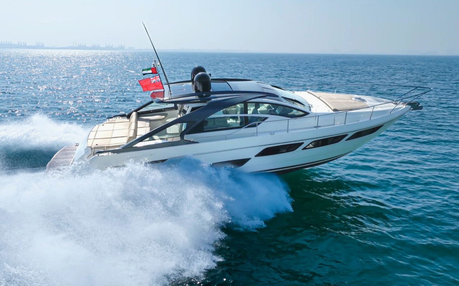 Pershing 5X Pearl White yacht in Dubai